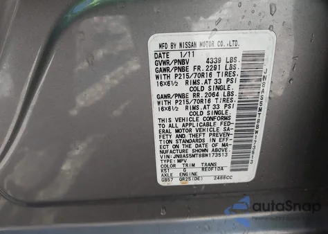 2011 Nissan Rogue S z USA, uszkodzony, nr VIN JN8AS5MT8BW173513